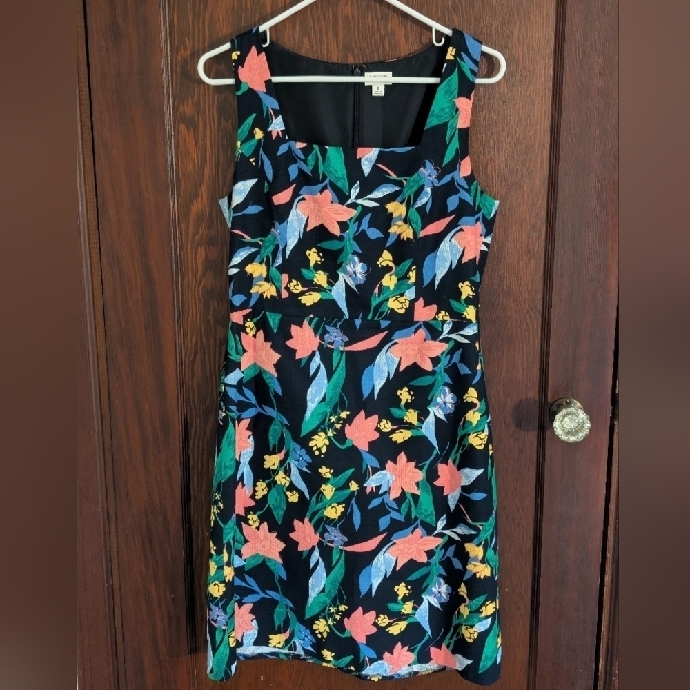 J.Crew Floral Basketweave Square-neck Dress  Size 8 $98.00